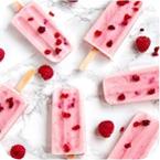 Ice creams and raspberry