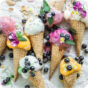 Ice creams and blueberry